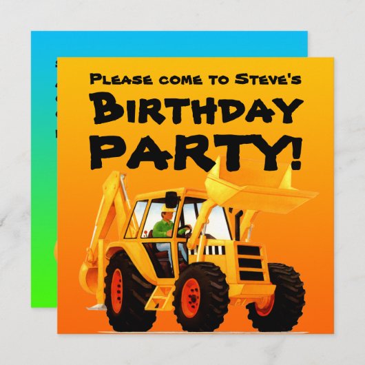 Kind Aangepaste constructiepartij Geel deeg Kaart (Voorkant / Achterkant)