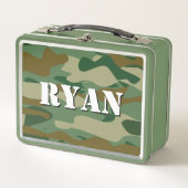Kind aangepaste lunchbox met groene legercamouflag (Voorkant)