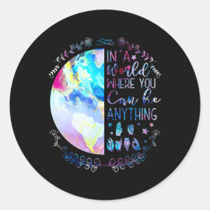 Kind Asl Alphabet Amerikaanse Gebarentaal Doof Awa Ronde Sticker