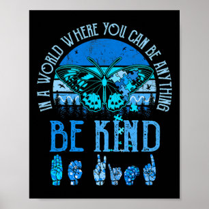Kind ASL Autisme Bewustzijn Inspirerend Retro Teac Poster