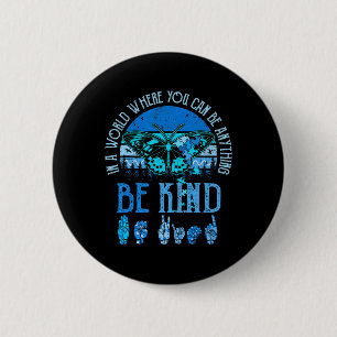 Kind ASL Autisme Bewustzijn Inspirerend Retro Teac Ronde Button 5,7 Cm