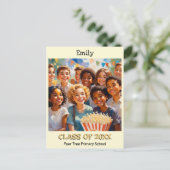 Kind basisschool schoolverlater klas briefkaart (Staand voorkant)