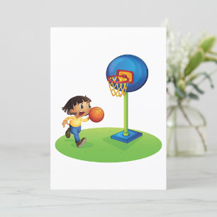 Kind Basketbal spelen met Hoop Fun Sports Kaart