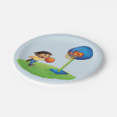 Kind Basketbal spelen met Hoop Fun Sports Papieren Bordje (Gekanteld)