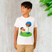 Kind Basketbal spelen met Hoop Fun Sports T-shirt