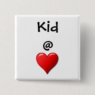 Kind bij hart vierkante button 5,1 cm