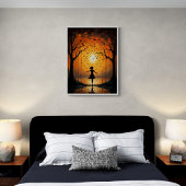 Kind bij zonsondergang, decoratieve serene muurkun poster