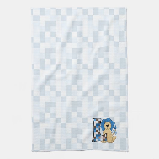 Kind Blauw Patchwork Monogram Letter L Theedoek (Verticaal)