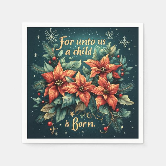 Kind & Bloemen Schrift Verse Feestelijke Découpage Servet (Voorkant)