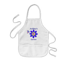 Kind Blue Flower Garden Apron Persoonlijke naam