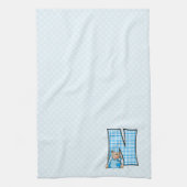 Kind Blue Gingham Print Monogram Big N Theedoek (Verticaal)