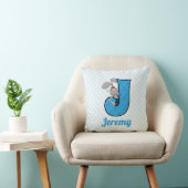 Kind Blue Jackrabbit Monogram Letter J Kussen (Stoel)
