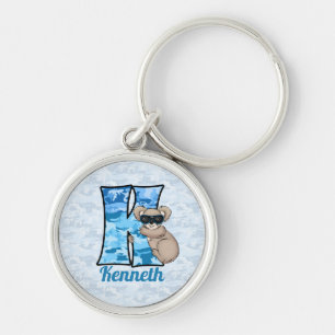Kind Blue Koala Monogram Letter K Sleutelhanger