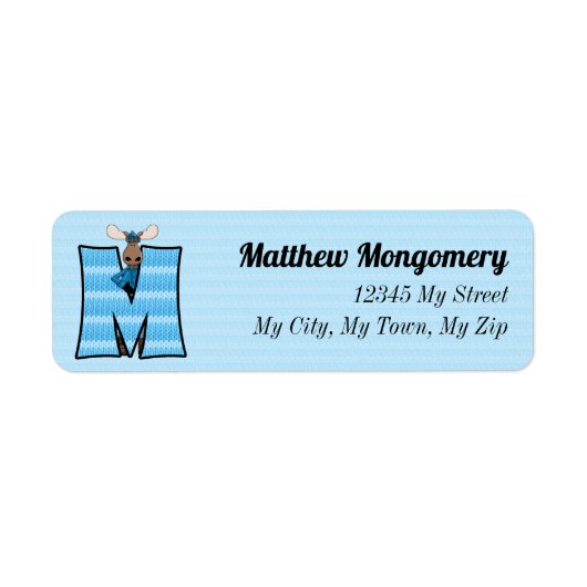 Kind Blue Moose Monogram M-adres Etiket (Voorkant)