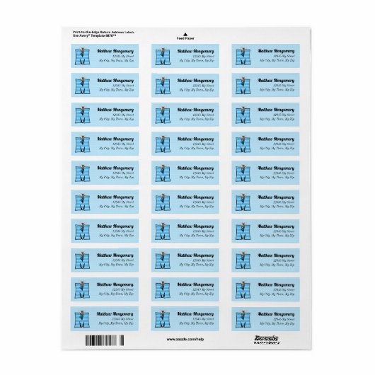 Kind Blue Moose Monogram M-adres Etiket (Full Sheet)