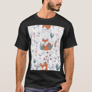 Kind bosillustratie, vossen en bloemen. t-shirt
