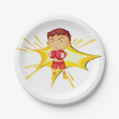 Kind Boxer in rode handschoenen en korte broek Papieren Bordje (Voorkant)