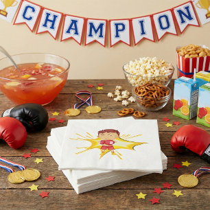 Kind Boxer in rode handschoenen en korte broek Servet