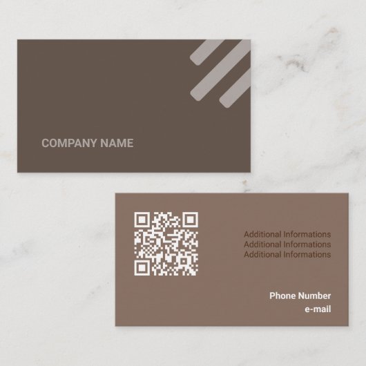 Kind Brown Tone Flat Shapes Qr Code Visitekaartje (Voorkant / Achterkant)