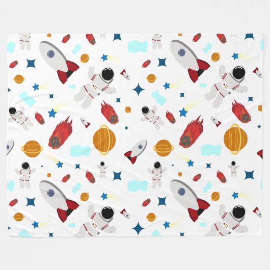 Kind Buitenruimte en astronaut patroon Fleece Deken (Voorkant (Horizontaal))