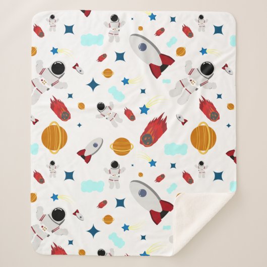 Kind Buitenruimte en astronaut patroon Sherpa Deken (Voorkant)