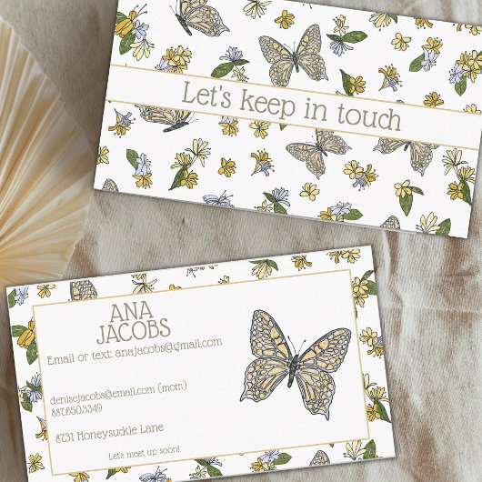 Kind Butterfly Contact Calling Card Contactkaartje