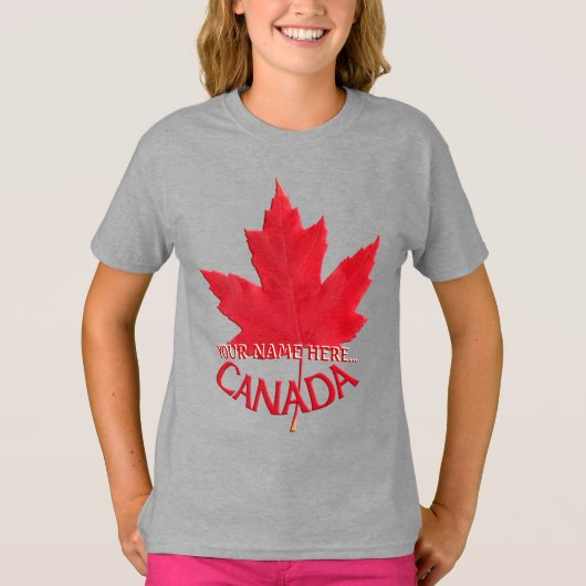 Kind Canada T-shirt Aangepaste naam Maple Leaf Shi (Voorkant)