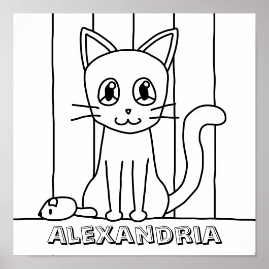 Kind Cat Coloring Poster (Voorkant)