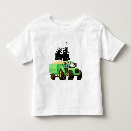 Kind Custom Green Boerderij Tractor 4e verjaardag Kinder Shirts (Voorkant)