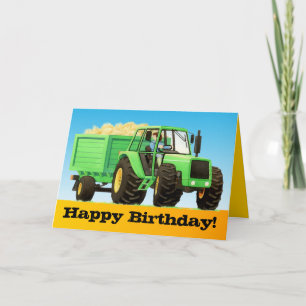 Kind Custom Green Boerderij Tractor Happy Birthday Kaart