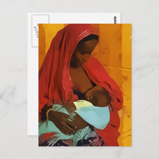 kind dat borstvoeding geeft aan een zwarte vrouw briefkaart (Voorkant / Achterkant)