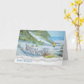 Kind dat op een strand van de dag loopt kaart (Gele Bloem)