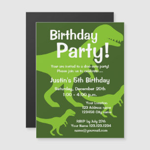 Kind dinosaurusthema Birthday party behalve datum Magnetische Uitnodiging