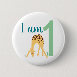 Kind Eerste verjaardag Moderne Giraffe Button