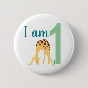 Kind Eerste verjaardag Moderne Giraffe Button