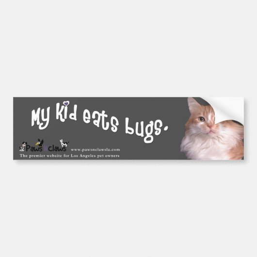 "Kind eet bugs" Kat Bumpersticker (Voorkant)