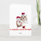 kind en Bulldog wensen voor vrolijk kerstfeest Feestdagen Kaart (Achterkant)