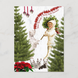 kind en Westie wensen voor vrolijk kerstfeest Feestdagenkaart