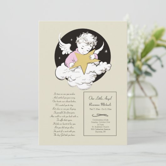 Kind engel Roze Bekendmaking van het leven Aankondiging (Staand voorkant)