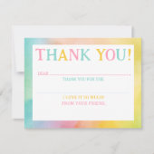 Kind Fill-in Dank u Rainbow Waterverf Opmerking Ka Bedankkaart (Voorkant)