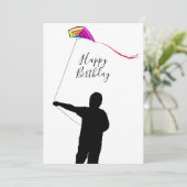 Kind Flying Kite Spring Happy Birthday Kaart (Staand voorkant)