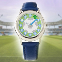 Kind Football volgen met lichtblauwe Shirten Horloge