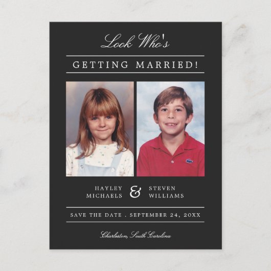 Kind Foto Sla de datum op | Black Briefkaart (Voorkant)