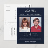 Kind Foto Sla de datum op | Marineblauw Briefkaart (Voorkant / Achterkant)