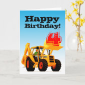 Kind - Gele Digger - Aangepast - vierde verjaardag Kaart (Gele Bloem)