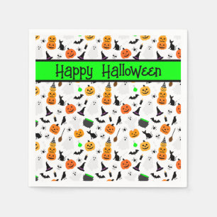 Kind Halloween Geest Pompoen Zwart Kat Personalise Servet