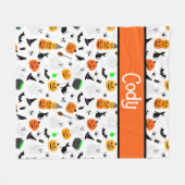 Kind Halloween Ghost Pumpkin Black Cat Personalise Fleece Deken (Voorkant (Horizontaal))