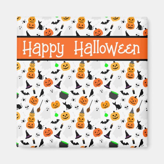 Kind Halloween Ghost Pumpkin Black Cat Personalise Magneet (Voorkant)