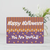 Kind Halloween Party Invitation Candy Corn Kaart (Staand voorkant)