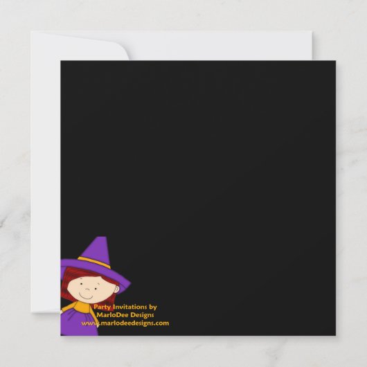 Kind Halloween Party nodigt Little Boo Witch 3 uit Kaart (Achterkant)